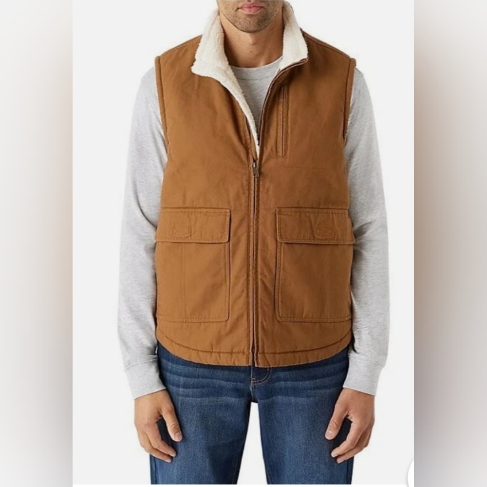 Lee Men's Tan Faux-Sherpa-Lined Vest Size XXL - NWT